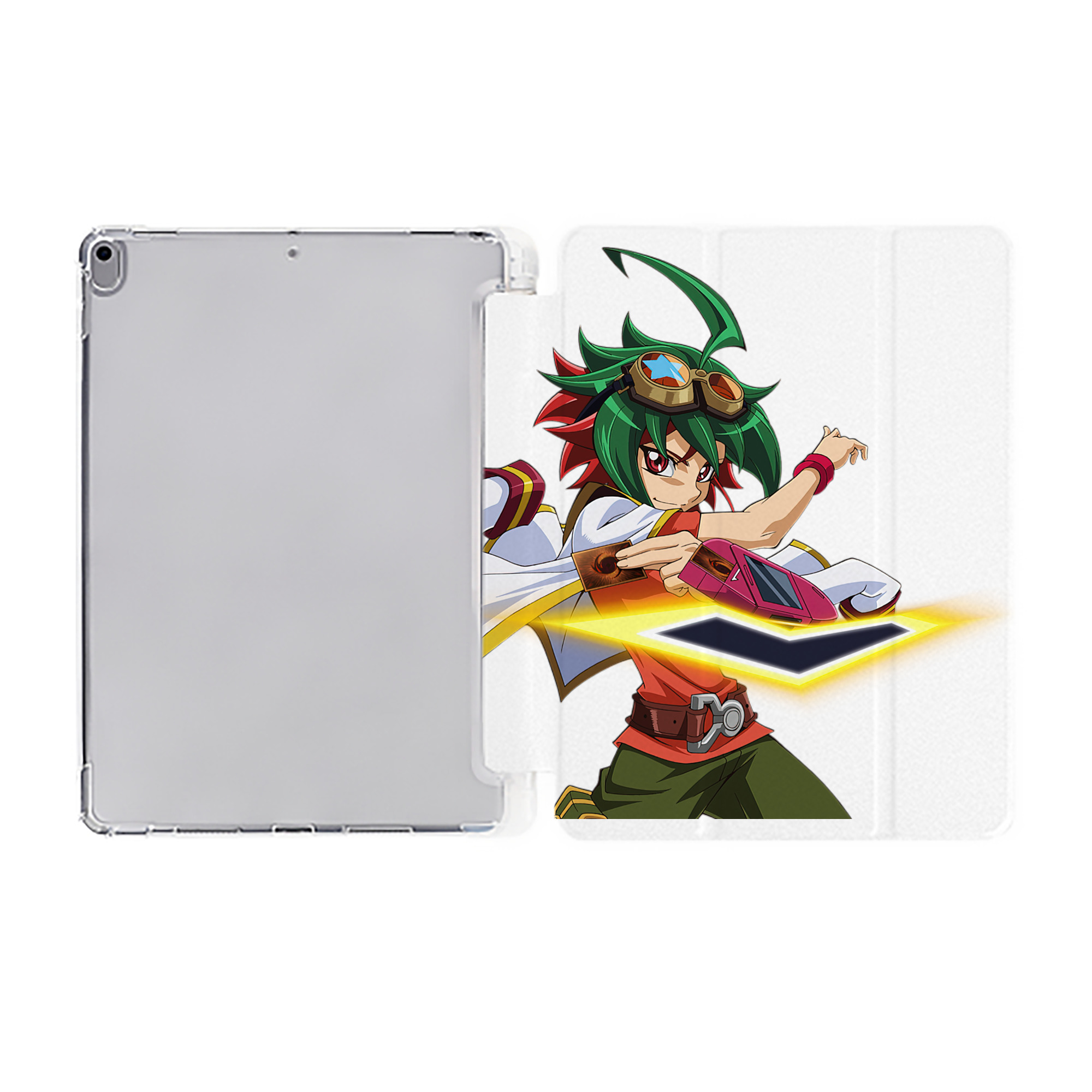 （画像用） 遊☆戯☆王 Yu-Gi-Oh! IPad ケース ペン収納付き 三つ折りスタンド PUレザー×シリコン 対応機種9.5/10.5/10.9インチ